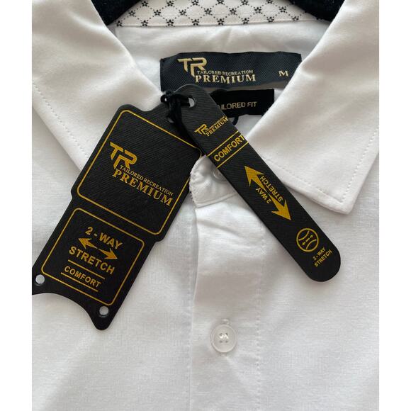 New  ~ TR PREMIUM ~ Solid Tailored Fit Stretch Knit Dress Shirt Size M Ret $69 - Picture 5 of 7